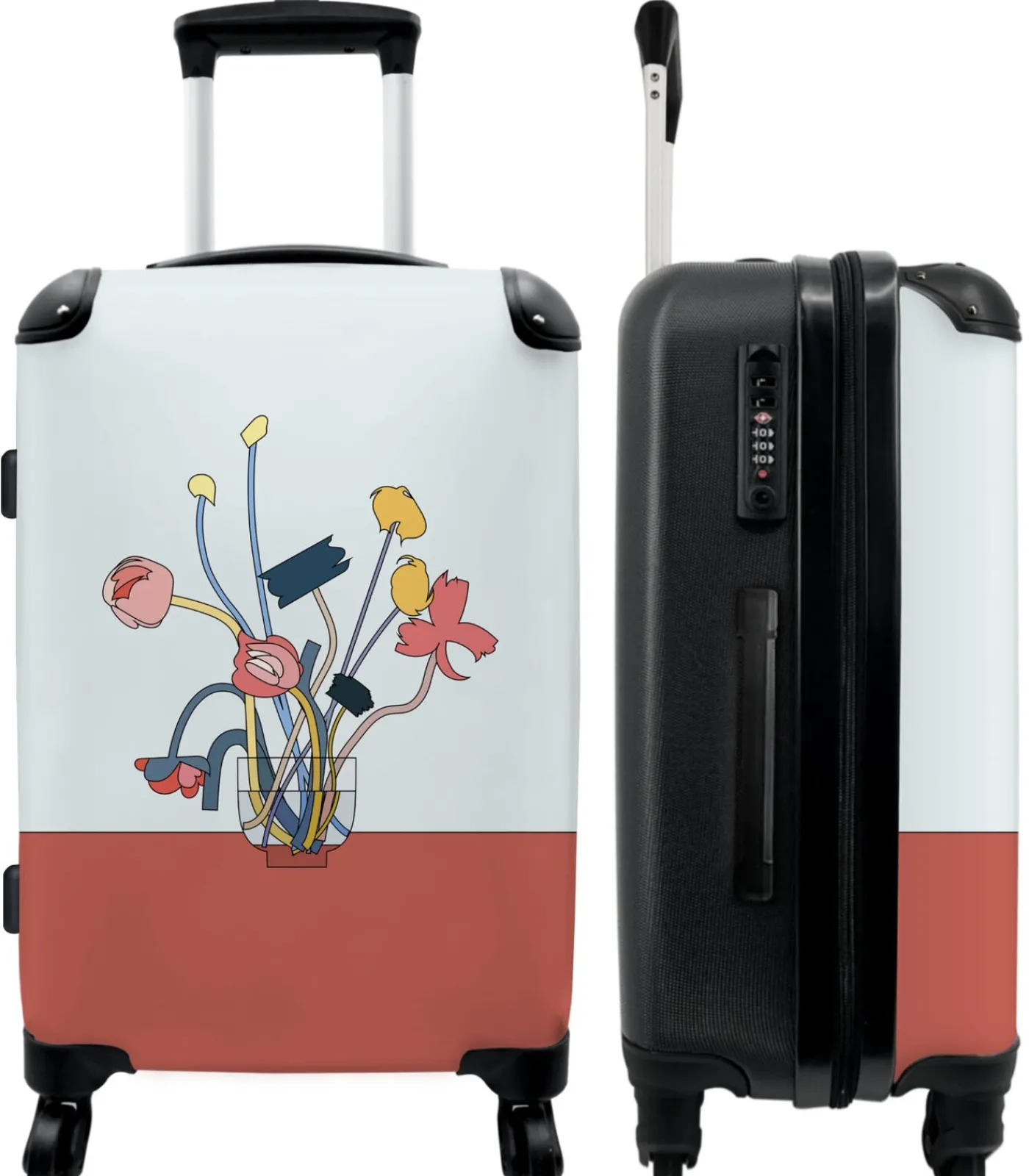 Ruimbagage koffer met 4 wielen en TSA slot (Planten - Abstract - Vaas) Trolleys