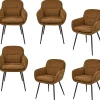 Clearance Runa Eetkamerstoelen - Polyester - Caramel - Set van 6 Stoelen