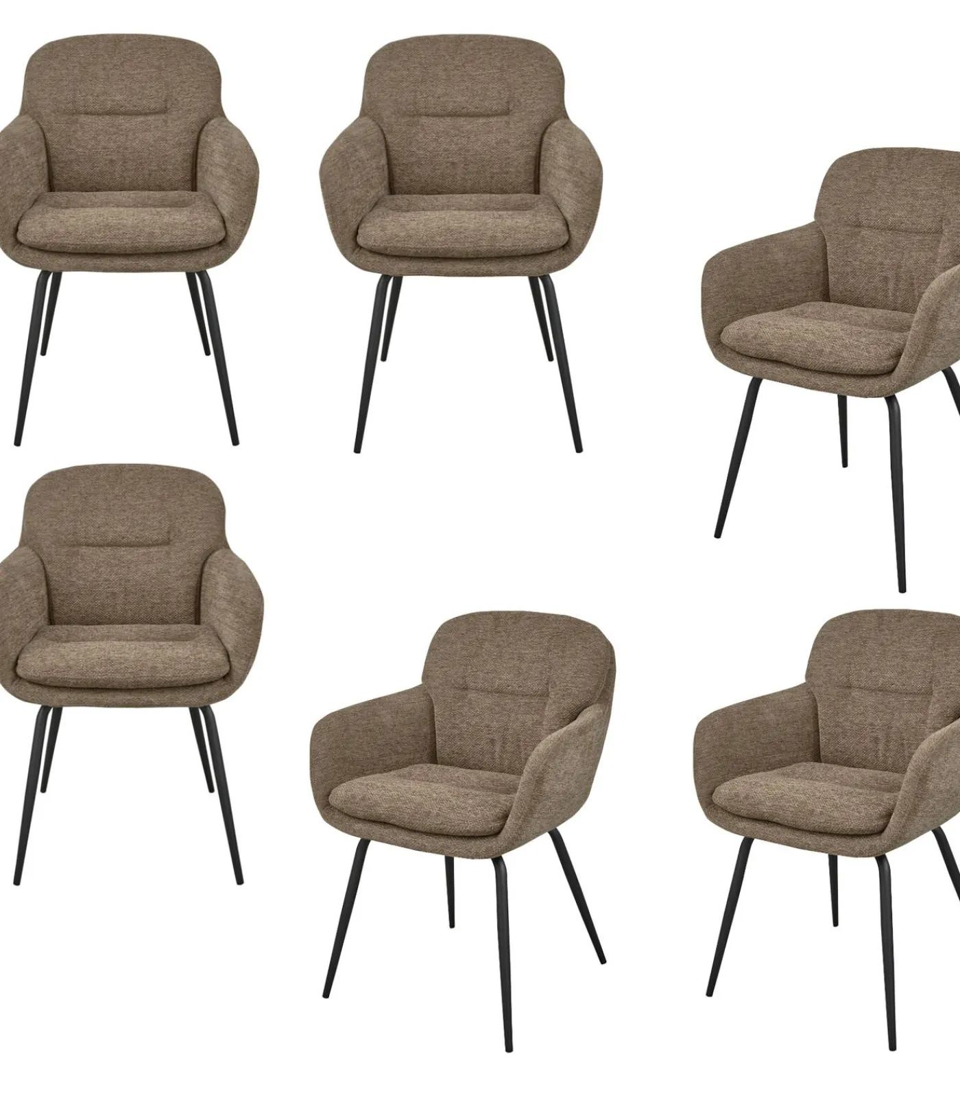 Best Runa Eetkamerstoelen - Polyester - Donker Zand - Set van 6 Stoelen