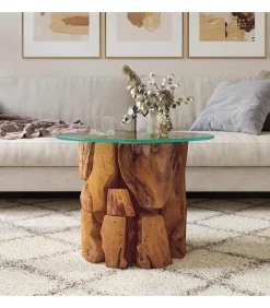 Discount Salontafel 60 cm massief teak drijfhout Tafels