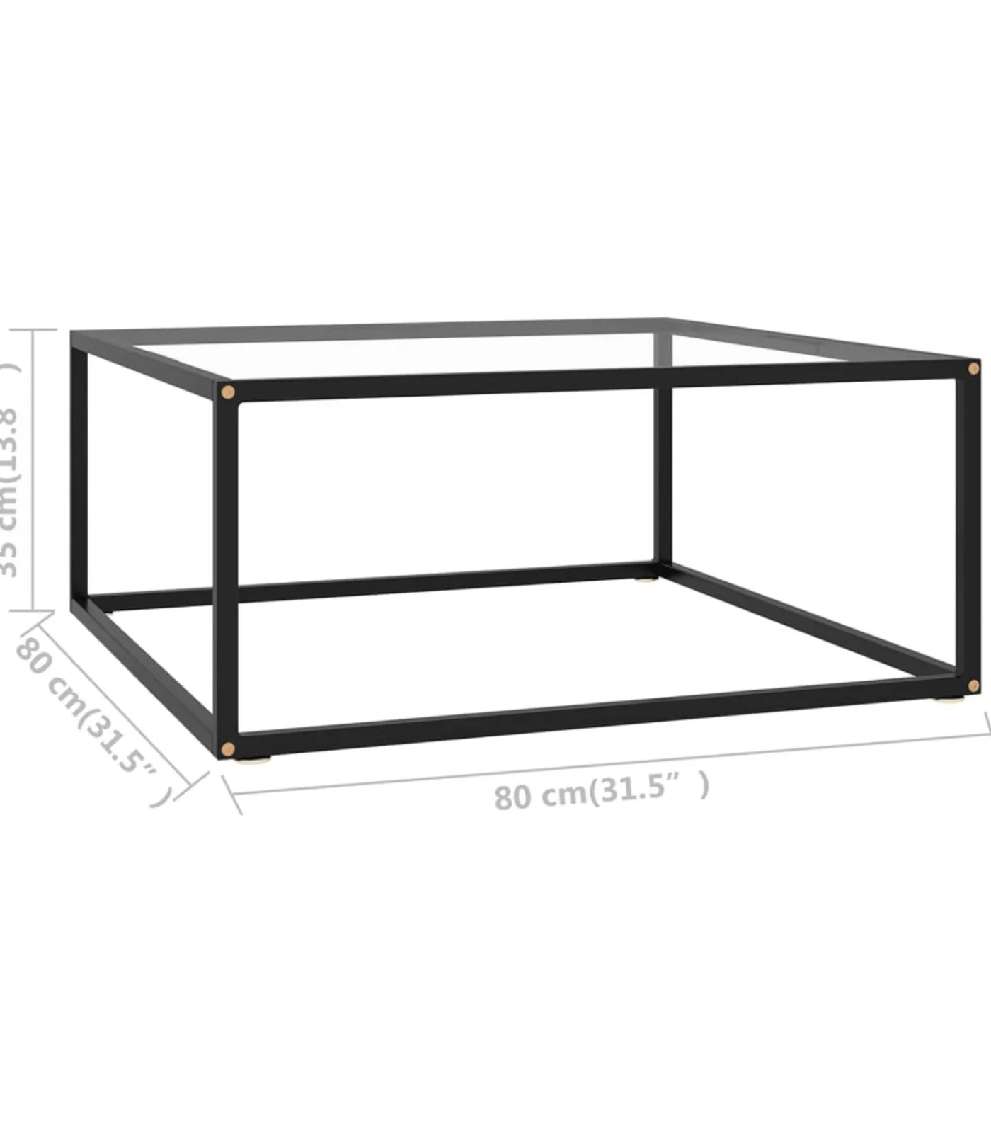 Online Salontafel met gehard glas 80x80x35 cm zwart Tafels