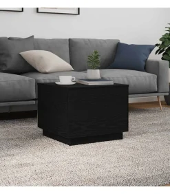 Discount Salontafel met LED-verlichting 50x50x40 cm zwart eikenkleurig Tafels