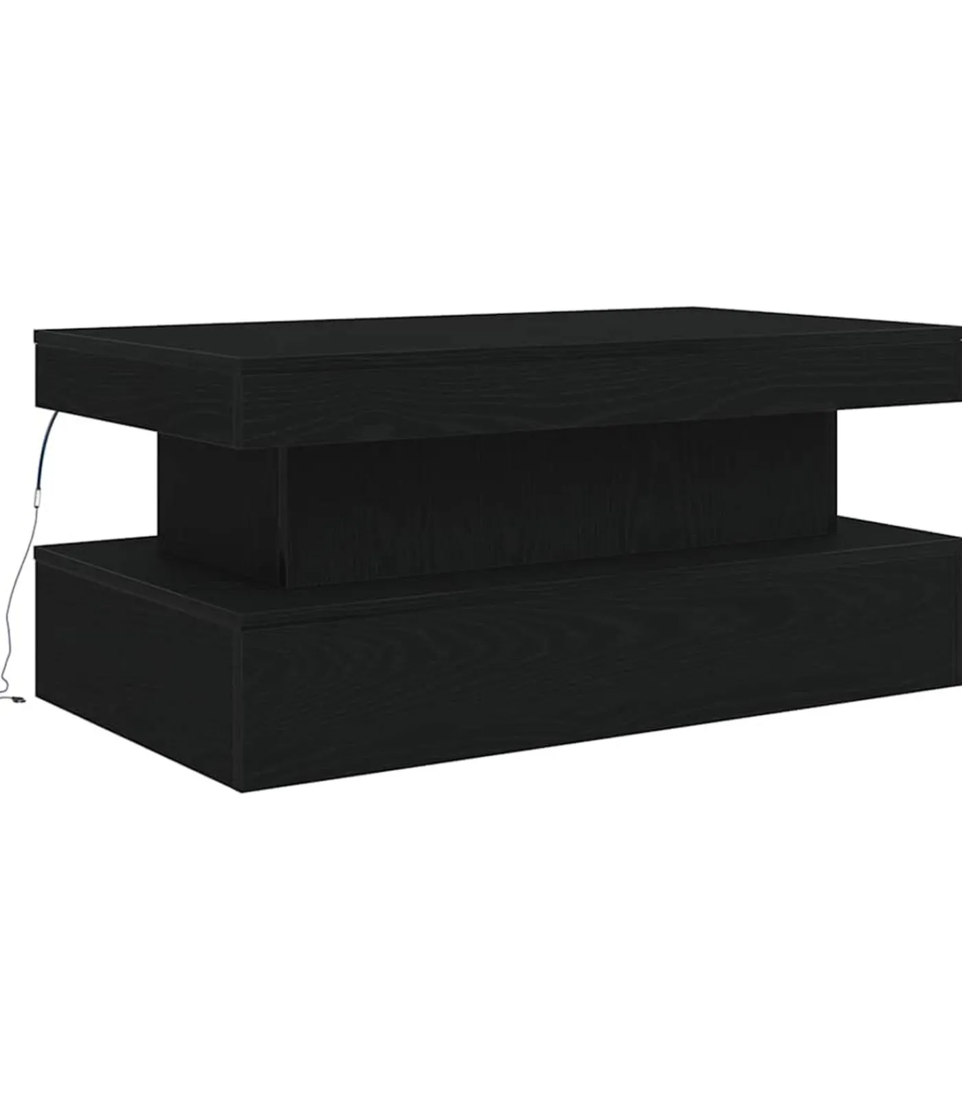 Online Salontafel met LED-verlichting 90x50x40 cm zwart eiken Tafels