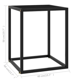 New Salontafel met zwart glas 40x40x50 cm zwart Tafels