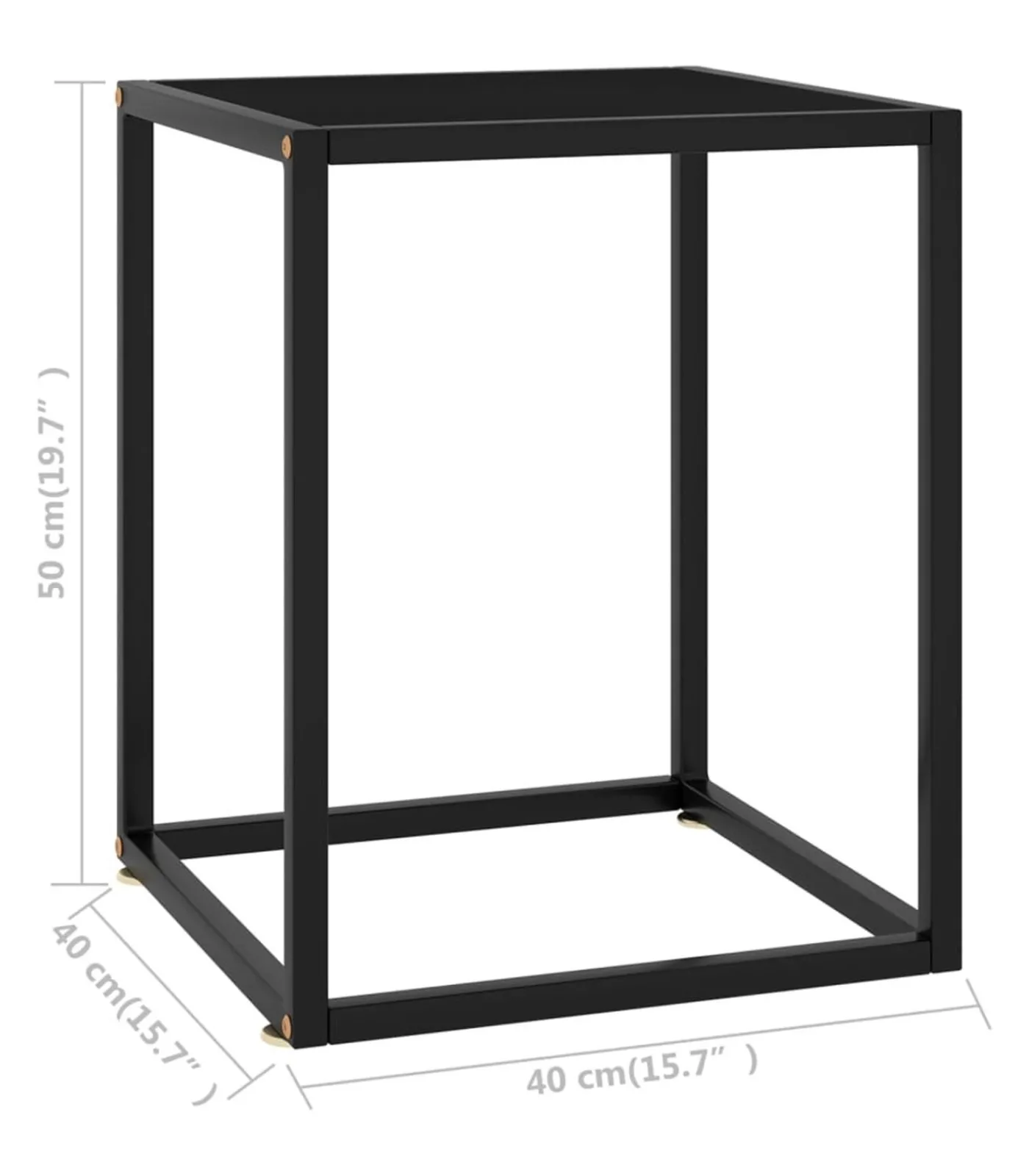 New Salontafel met zwart glas 40x40x50 cm zwart Tafels