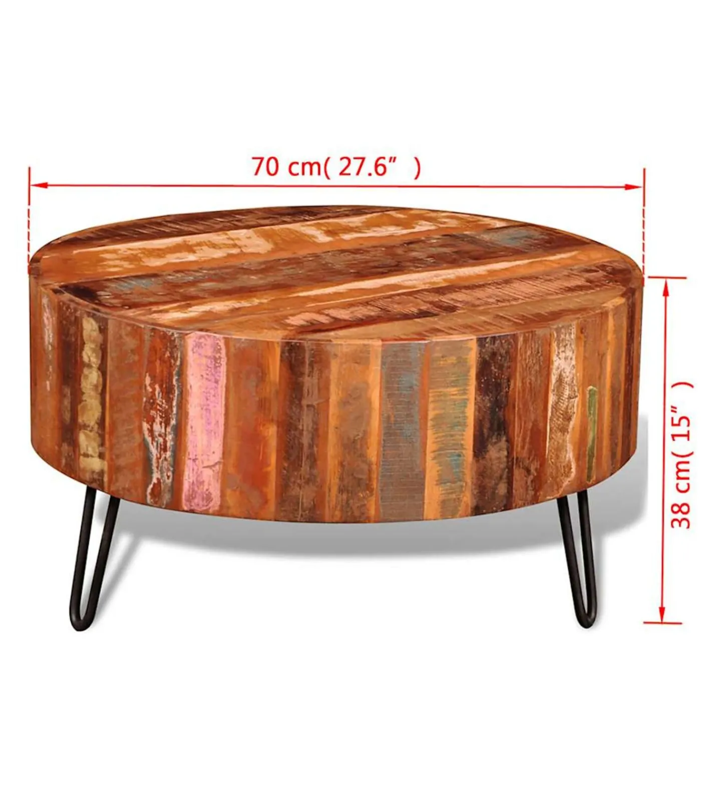 Online Salontafel rond massief gerecycled hout Tafels