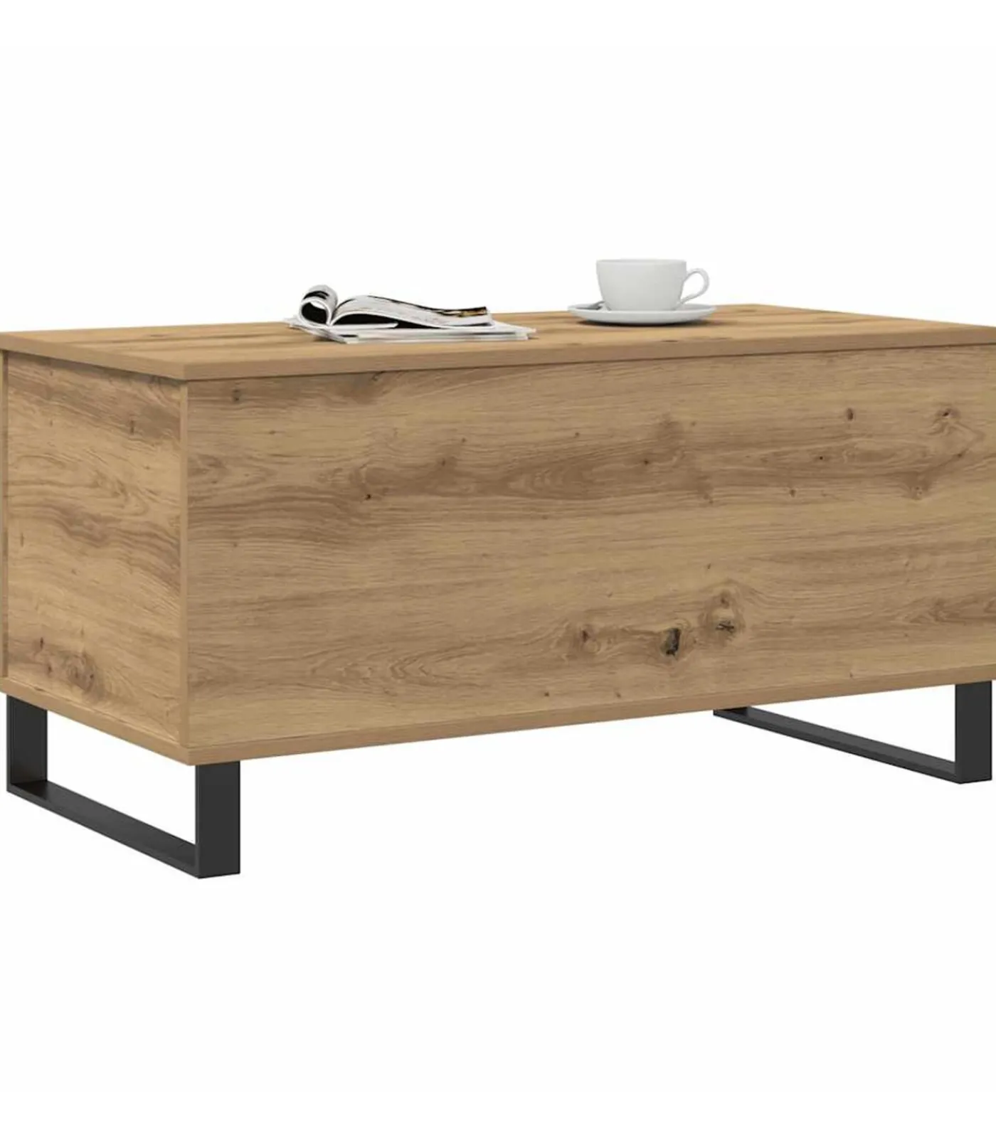 Online Salontafel 90x44,5x45 cm bewerkt hout artisanaal eikenkleurig Tafels