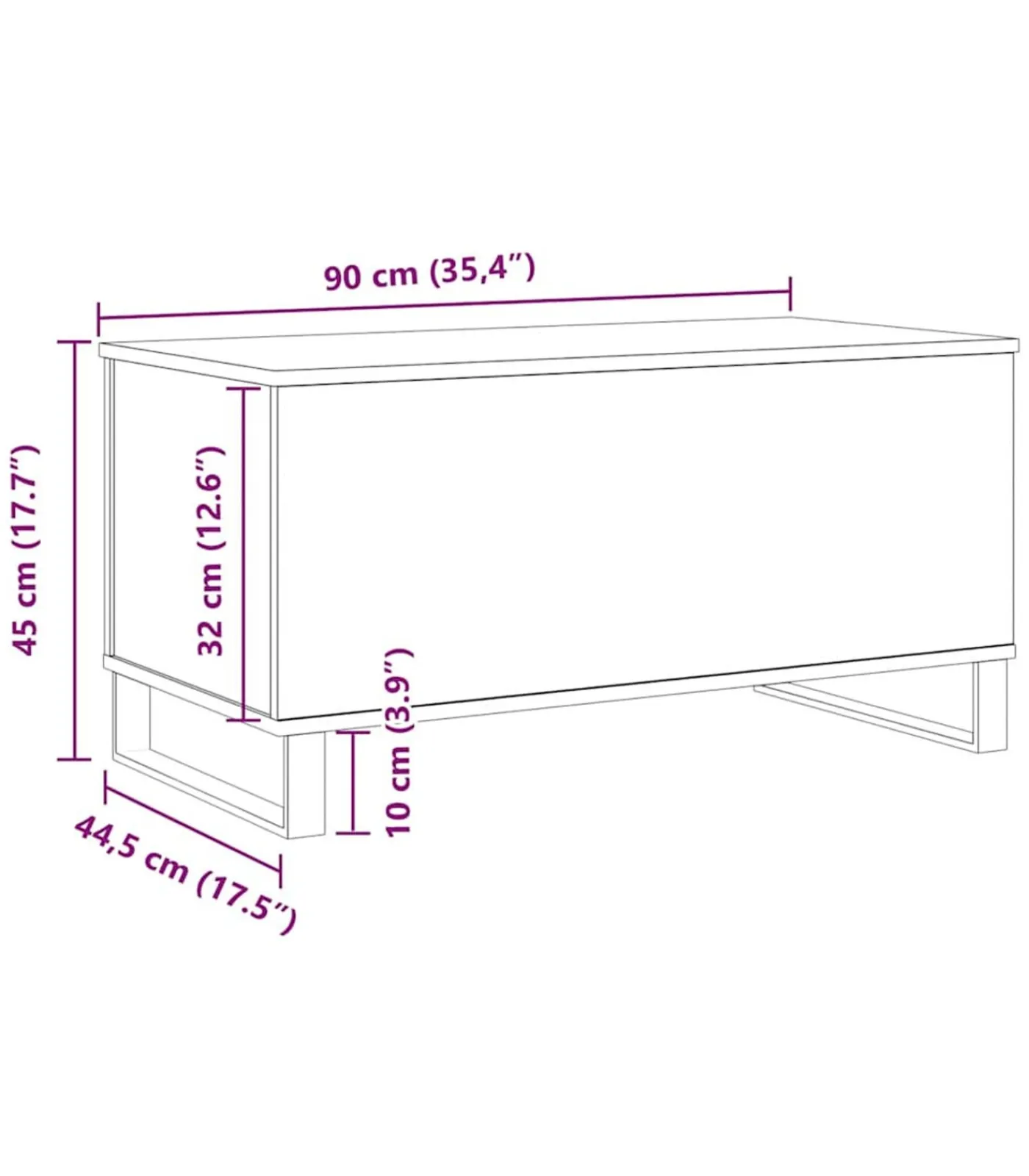 Online Salontafel 90x44,5x45 cm bewerkt hout artisanaal eikenkleurig Tafels