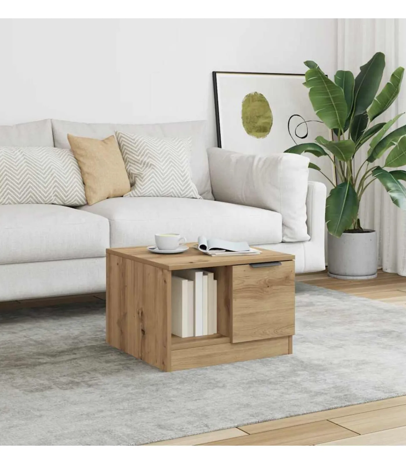 Hot Salontafel 50x50x36 cm bewerkt hout artisanaal eikenkleur Tafels