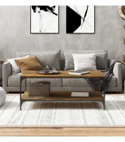 Hot Salontafel 80x50x40 cm bewerkt hout gerookt eikenkleurig Tafels