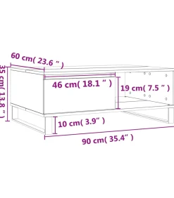Salontafel 90x60x35 cm bewerkt hout wit Tafels