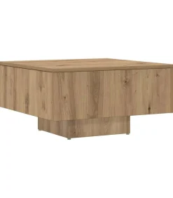 Clearance Salontafel 60x60x31,5 cm bewerkt hout artisanaal eikenkleur Tafels