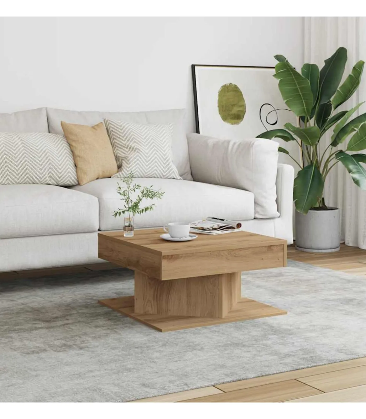 Online Salontafel 55x55x30 cm bewerkt hout artisanaal eikenkleurig Tafels