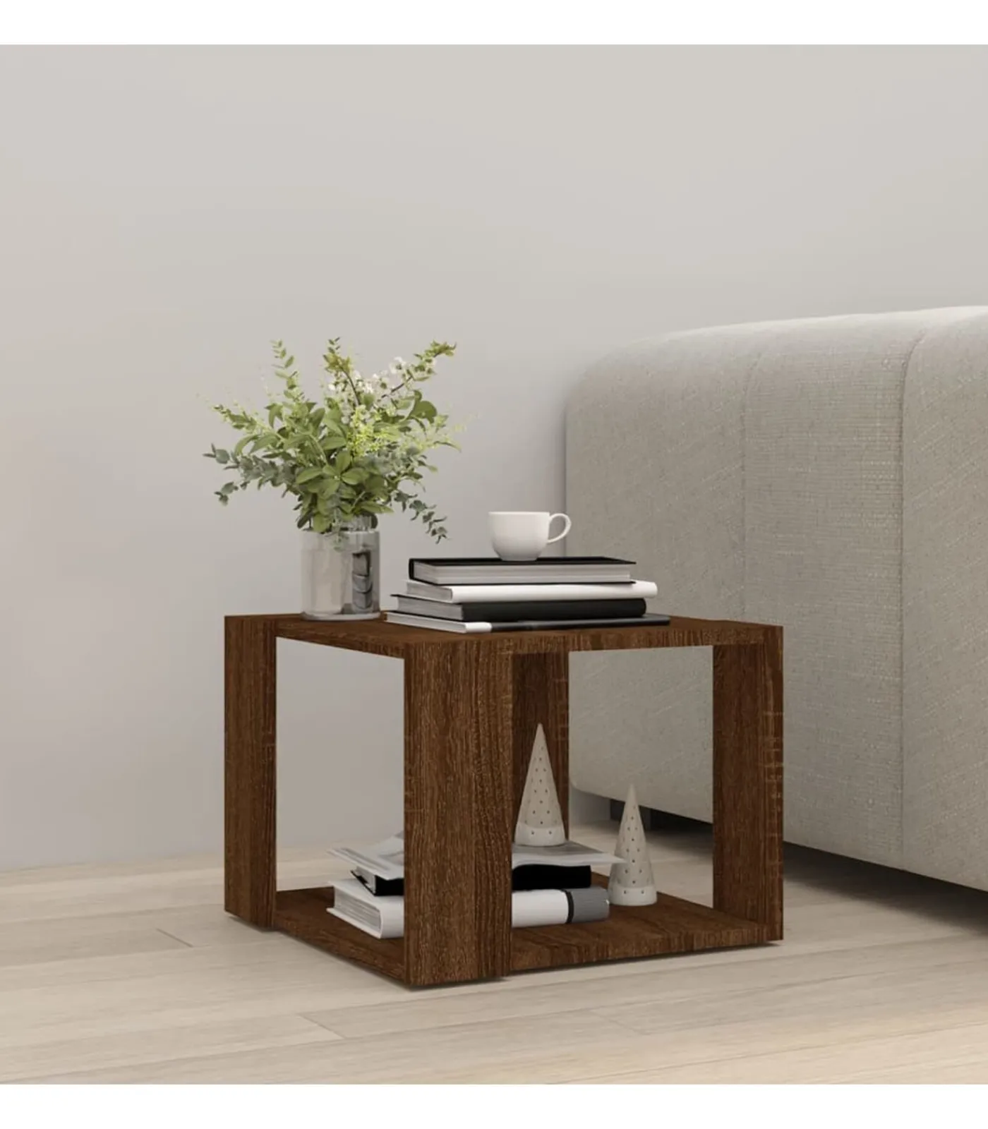 Hot Salontafel 40x40x30 cm bewerkt hout bruin eikenkleur Tafels