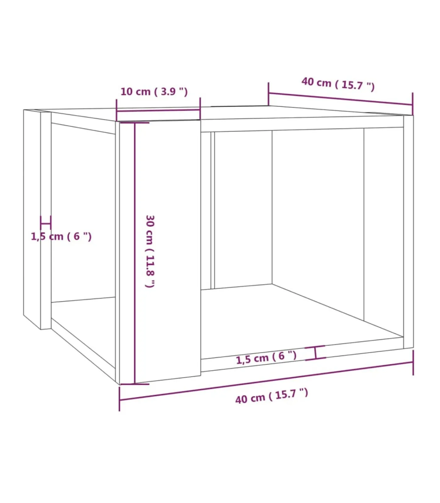 Hot Salontafel 40x40x30 cm bewerkt hout bruin eikenkleur Tafels