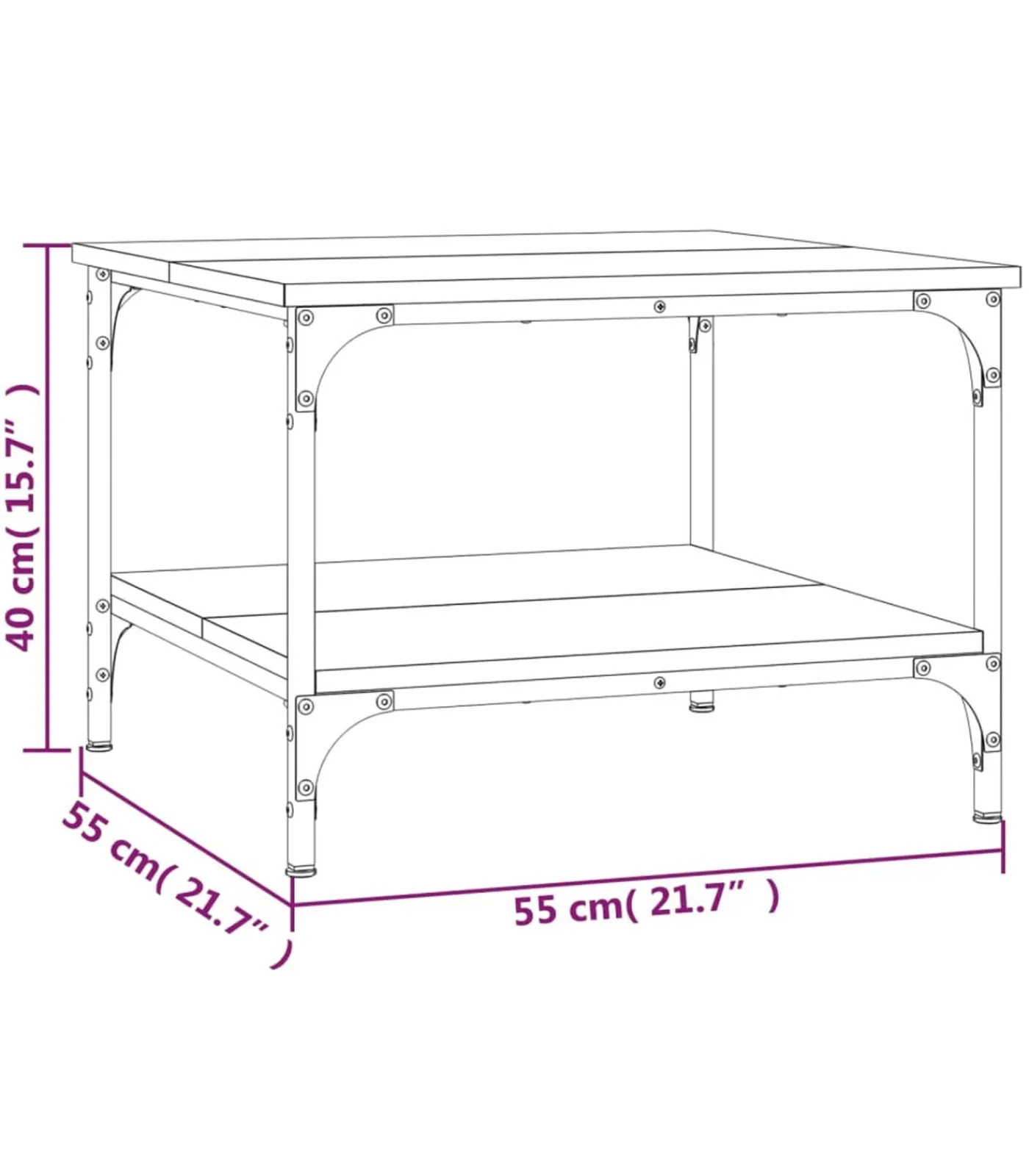 Online Salontafel 55x55x40 cm bewerkt hout grijs sonoma eikenkleurig Tafels