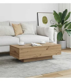 New Salontafel 100x49,5x31 cm bewerkt hout artisanaal eikenkleur Tafels