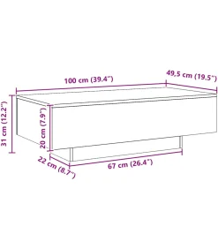 New Salontafel 100x49,5x31 cm bewerkt hout artisanaal eikenkleur Tafels