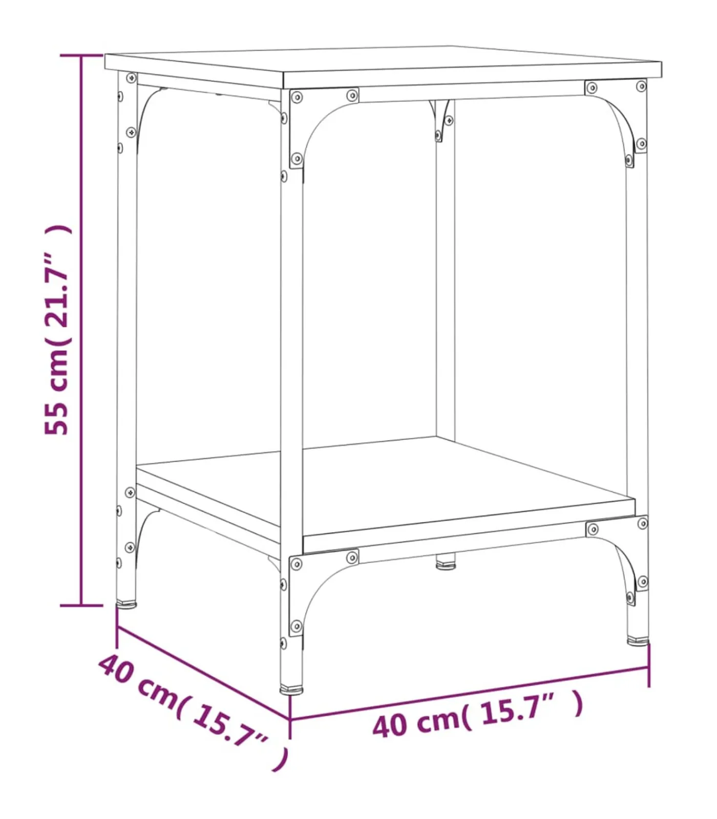 Salontafel 40x40x55 cm bewerkt hout sonoma eikenkleurig Tafels