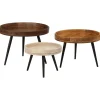 Outlet Salontafels 3 st rond massief mangohout Tafels