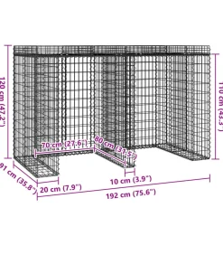 Schanskorf voor vuilnisbak 192x91x120 cm gegalvaniseerd ijzer Manden En Bakken