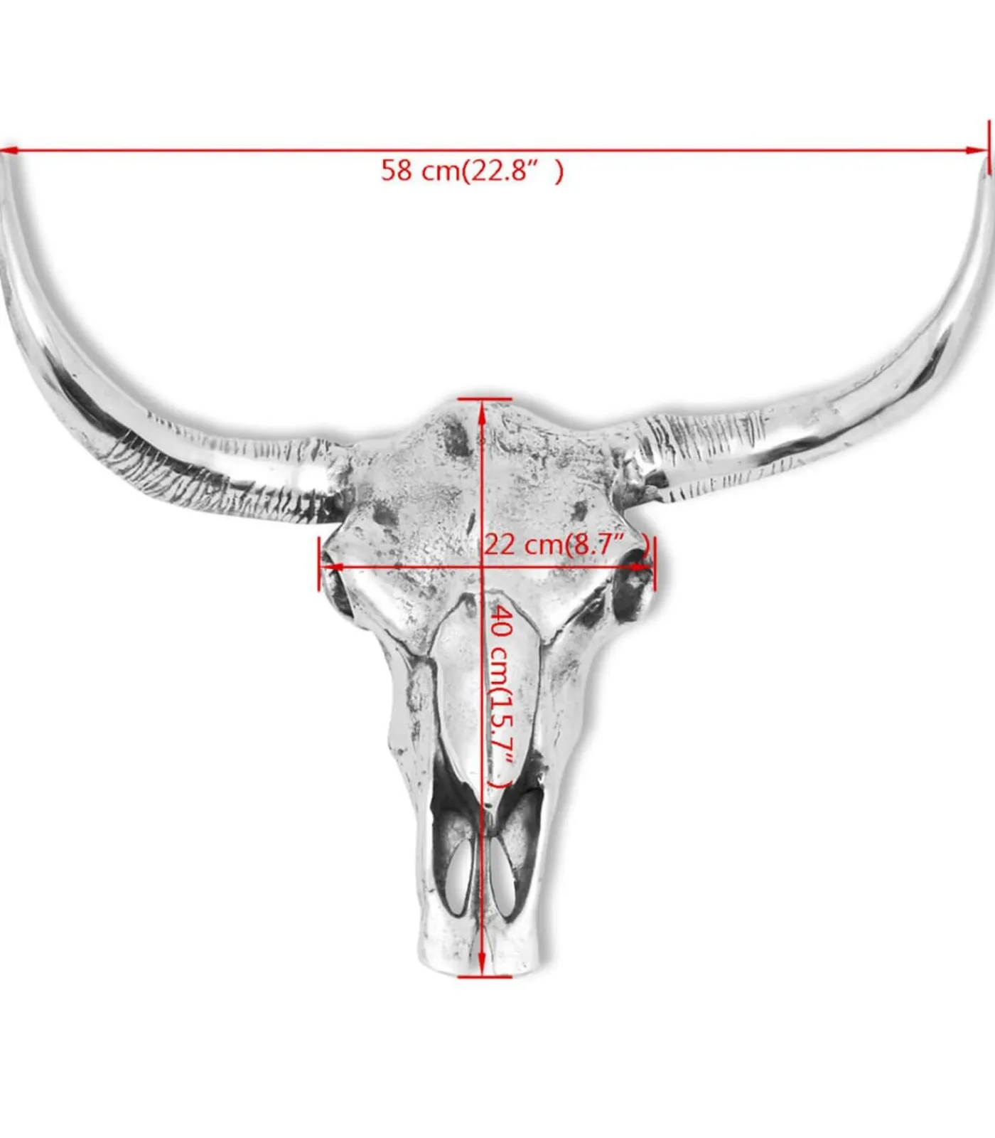 Schedel muurdecoratie aluminium zilver Decoratie