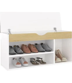 Hot Schoenenbank en kussen 104x30x49 cm hout wit sonoma eiken Organiseren