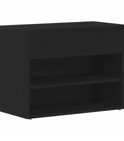 Hot Schoenenbank met plank Zwart eiken 60 x 30 x 45 cm Bewerkt hout Organiseren