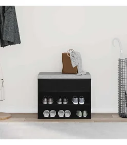 Hot Schoenenbank met plank Zwart eiken 60 x 30 x 45 cm Bewerkt hout Organiseren