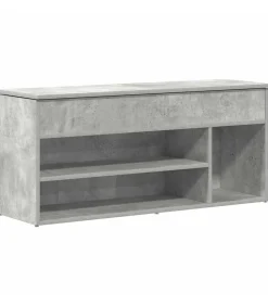 Best Schoenenbank 102x30,5x45 cm bewerkt hout betongrijs Organiseren