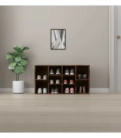 Sale Schoenenbank 103x30x55 cm bewerkt hout gerookt eikenkleurig Organiseren