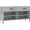 Clearance Schoenenbank 102x35x55 cm bewerkt hout betongrijs Organiseren