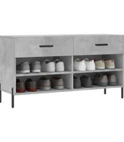 Clearance Schoenenbank 102x35x55 cm bewerkt hout betongrijs Organiseren