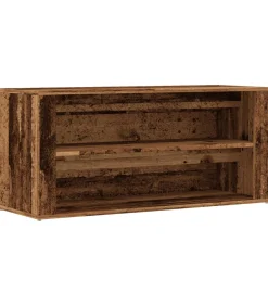 Clearance Schoenenbank 100x35x45 cm bewerkt hout oud houtkleurig Organiseren