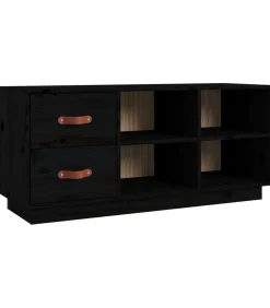 Clearance Schoenenbank 100x34x45 cm massief grenenhout zwart Organiseren