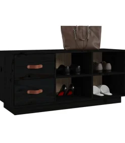 Clearance Schoenenbank 100x34x45 cm massief grenenhout zwart Organiseren