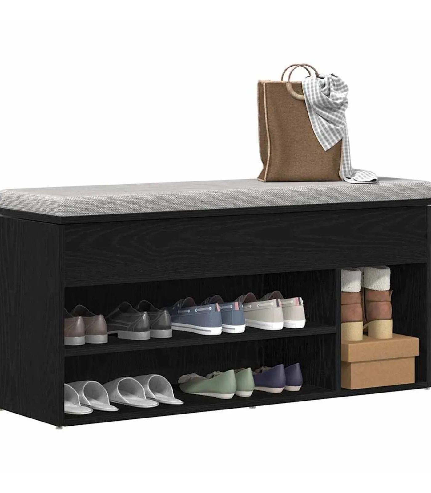 Best Schoenenbank 102x30,5x45 cm spaanplaat zwart eikenkleurig Organiseren