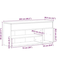 Best Schoenenbank 102x30,5x45 cm spaanplaat zwart eikenkleurig Organiseren