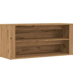 New Schoenenbankje 100x35x45 cm bewerkt hout artisanaal eikenkleur Organiseren