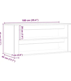 New Schoenenbankje 100x35x45 cm bewerkt hout artisanaal eikenkleur Organiseren