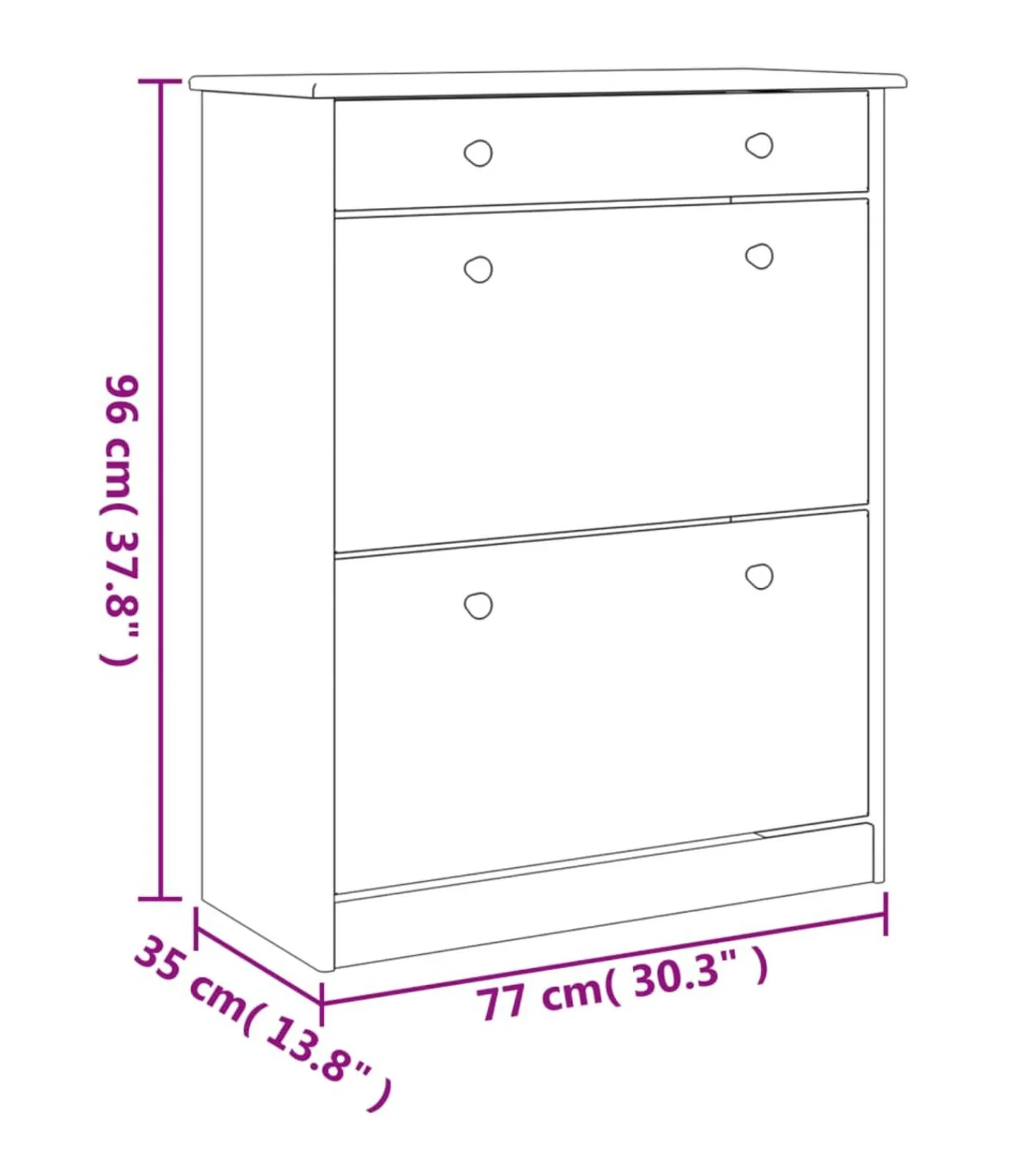 Schoenenkast ALTA 77x35x96 cm massief grenenhout Organiseren