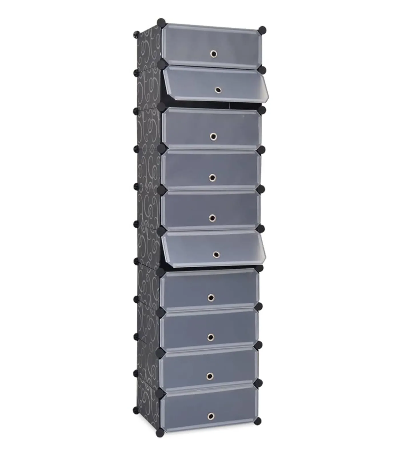 New Schoenenkast met 10 ineengrijpende vakken zwart Organiseren