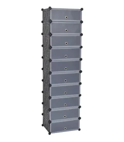 New Schoenenkast met 10 ineengrijpende vakken zwart Organiseren