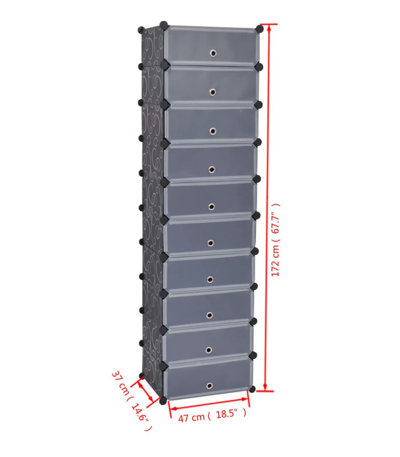 New Schoenenkast met 10 ineengrijpende vakken zwart Organiseren