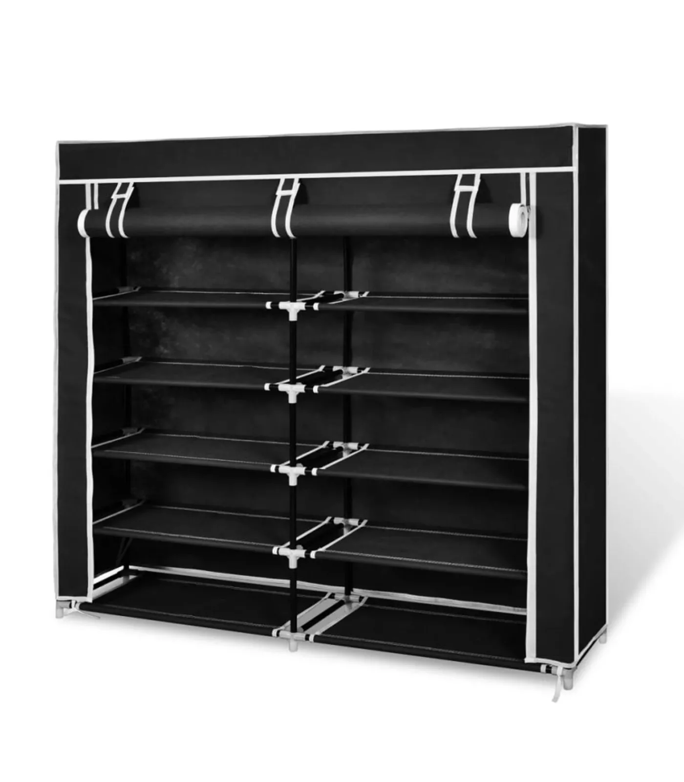 Hot Schoenenkast met hoes 115x28x110 stof zwart Organiseren