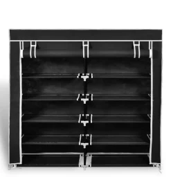 Hot Schoenenkast met hoes 115x28x110 stof zwart Organiseren