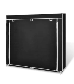 Hot Schoenenkast met hoes 115x28x110 stof zwart Organiseren