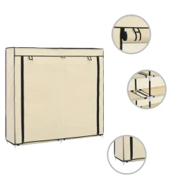 Best Schoenenkast met hoes 115x28x110 cm stof crème Organiseren