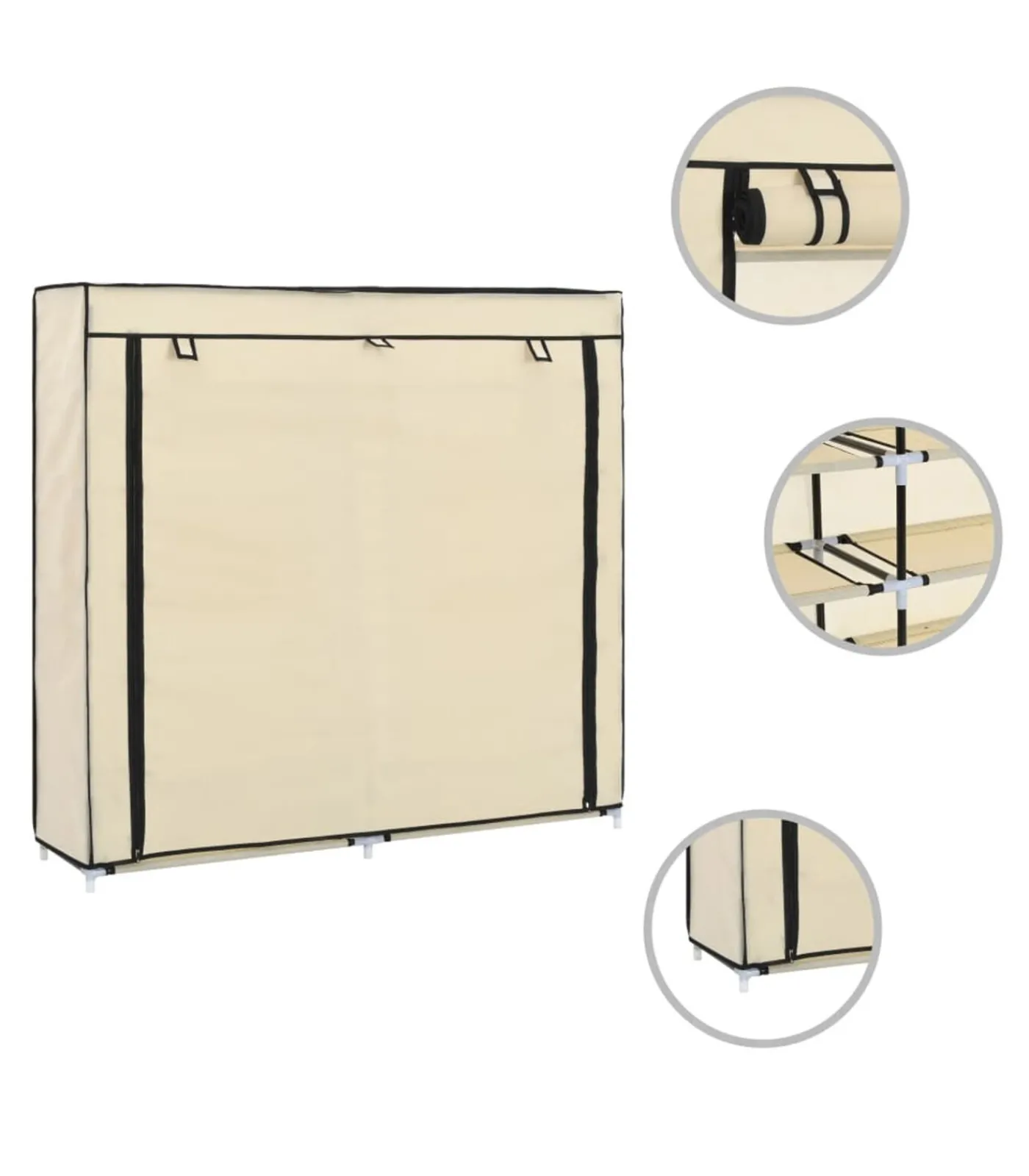 Best Schoenenkast met hoes 115x28x110 cm stof crème Organiseren