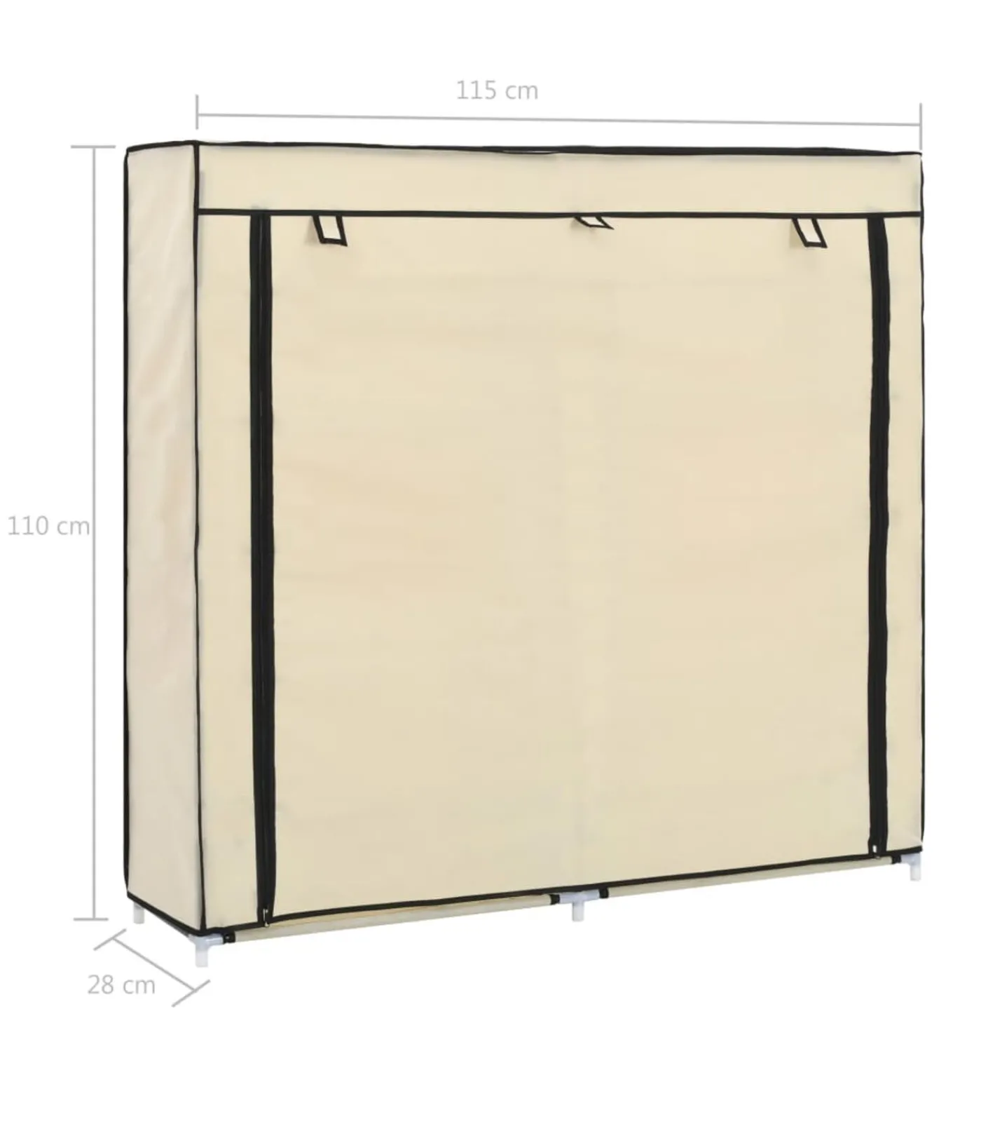 Best Schoenenkast met hoes 115x28x110 cm stof crème Organiseren
